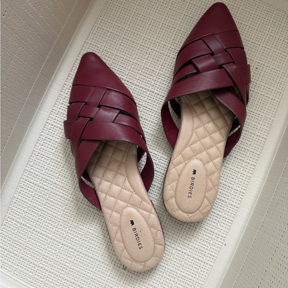 Birdies Burgundy Woven Mules